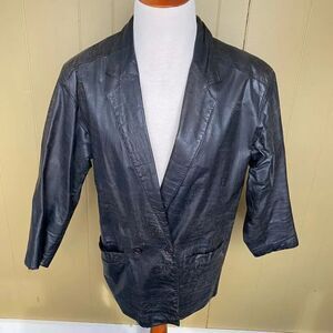 Fidelity Leather men 40 distressed vintage 1 button leather coat black